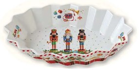 Porcelán karácsonyi diótörő ovális tálca Vintage Nutcracker
