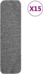 vidaXL 15 db szürke négyszögű csúszásmentes lépcsőszőnyeg 75 x 20 cm
