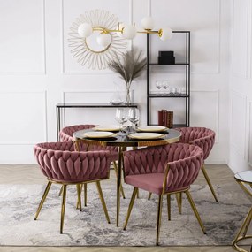 Elegáns Rózsaszín Étkezőszék Arany Lábbal. CAPRI