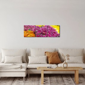Rózsaszín virág képe (órával) (90x30 cm)