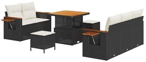 Kerti Kanapé Szett 8 pcs Fekete és krémszínű 80 x 80 x 71 cm