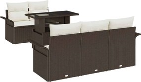vidaXL Kerti Kanapé Szett párnával tárolóval 6 pcs Barna Poly Rattan