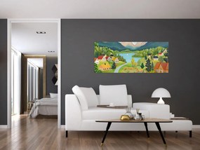 Kép - Falu a hegyekben (120x50 cm)