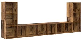 TV szekrény 4 pcs Régi fa 37 x 35 x 107.5 cm Műanyag Fa