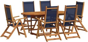 vidaXL 7 részes tömör akácfa és textilén kerti étkezőgarnitúra