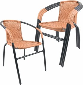 Kerti szék szett egymásra rakható szürke-natúr 4 db