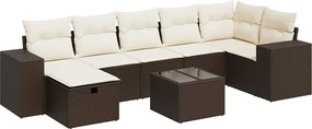 vidaXL 8 részes barna polyrattan kerti ülőgarnitúra párnákkal