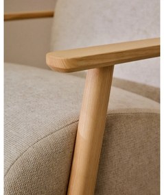 Bézs-krémszínű zsenília fotel Meghan – Kave Home