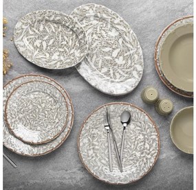 29 darabos porcelán étkészlet, barna/zöld