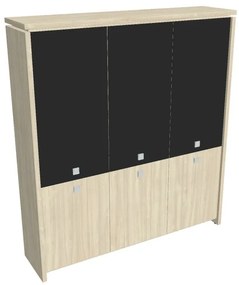 Verno magas szekrény 188 x 46 x 210 cm, kombinált ajtó, akác / fekete