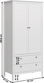 Szekrény 2D2S, fehér, OLJE