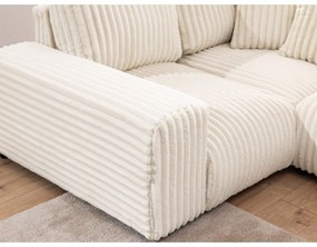 Krémszínű kordbársony sarokkanapé (bal oldali-U alakú) Justin – Ropez