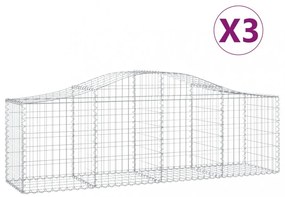 3 db íves horganyzott vas gabion kosár 200x50x60/80 cm