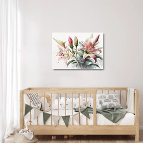 Üveg kép - Liliomok, illusztrációk (70x50 cm)
