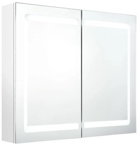 fényes fehér LED-es tükrös fürdőszobaszekrény 80 x 12 x 68 cm
