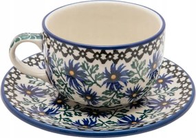 200 ml-es csésze csészealjjal Művészi kerámia Bolesławiec 0976 Búzavirág