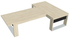 Verno+ S asztal 200 x 300 cm, kiegészítő íróasztallal, akác / fekete