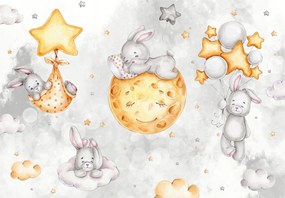 Hold flizelin fotótapéta nyuszikkal a gyerekszobába 208x146 +ragasztó