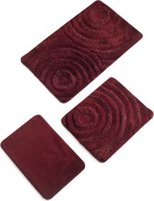 Wave piros 3 darabos fürdőszobaszőnyeg szett