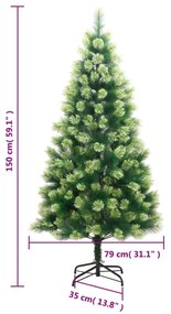 csuklópántos műkarácsonyfa állvánnyal 150 cm