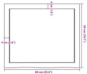 sötétbarna kezelt tömör fa fürdőszobai pult 60x50x(2-6) cm