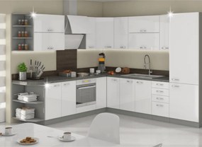 Felsőszekrény, fehér extra magasfényű/szürke, PRADO 80 GU-72