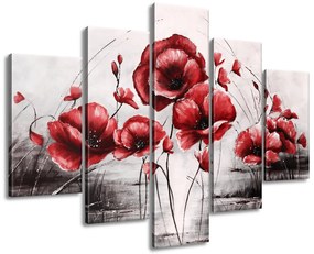 Gario Vászonkép Piros pipacsok - 5 részes Méretek: 150 x 105 cm