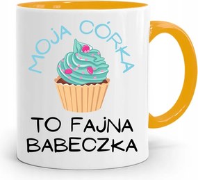 Sárga Bögre Ajándék Lányának Hűvös Muffin nyomott mintával