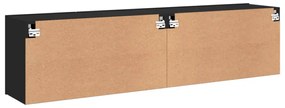 2 db fekete falra szerelhető TV-szekrény 80 x 30 x 41 cm