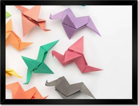 Poszterek keretben 40x30 Színes origami madarak