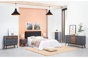 Antracitszürke-sötétbarna borovi fenyő alacsony komód 140x80 cm Nussa – Marckeric