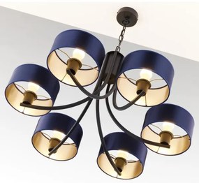 Jupiter 2102 - Láncos csillár ARTHUR 6xE27/15W/230V kék/fekete