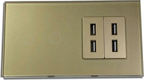 Érintőkapcsoló Dupla Üveg 4x Usb 2.4A Aljzat