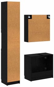vidaXL Fürdőszobai Szekrény Szett polcokkal 3 pcs Fekete tölgy Faanyag