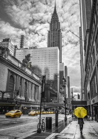 Poszter 21x29,7cm New York város alaprajza Chrysler 3 épülettel, Assaf Frank