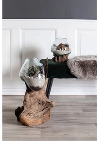 San Marino vízcsepp asztali dekoráció, teak fa/üveg, 20 cm