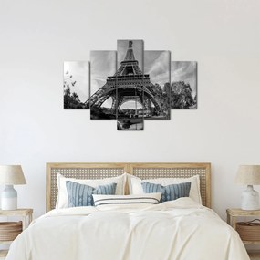 Kép - Eiffel-torony, fekete-fehér (150x105 cm)