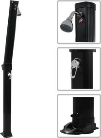 vidaXL fekete összecsukható napkollektoros zuhanyzó 214 cm 23 L