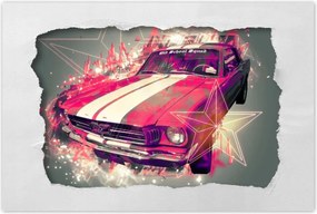 Poszter 90x60 Rózsaszín Ford Mustang