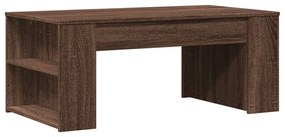 Barna tölgyszínű szerelt fa dohányzóasztal 102 x 55 x 42 cm