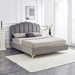 Ágy 160x200 cm méretben, szürke színben, velúr kárpittal GEMINI