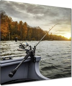 Vászonkép 90x90 Horgászat a csónakból Halak