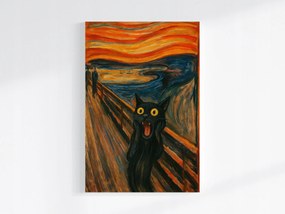 Vászonkép Canvas Grafika Munch Stílus Sikoly Fekete Macska 80x120