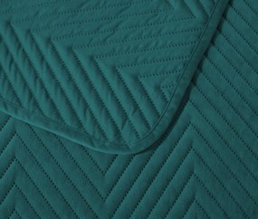 Türkiz bársony ágytakaró mintával ARROW VELVET Méret: 170 x 210 cm