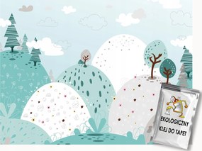 Fotótapéta Flizelina Tájkép Dombok Pasztell Gyerekszoba 300x210 ragasztó