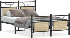 vidaXL sonoma tölgy színű szerelt fa ágykeret matrac nélkül 120x200 cm