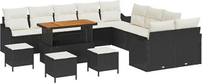 vidaXL Kerti Kanapé Szett párnával tárolóval 14 pcs Fekete és Krém