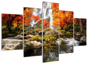 Kép - vízesések a narancssárga erdőben (150x105 cm)