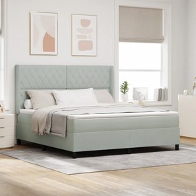Boxspring Ágy Matrac Fény Szürke 180x200 cm Bársony