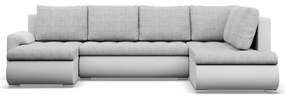 Tokio U sarokkanapé, 3 ágyneműtartóval, fonott + műbőr, jobboldali, szürke - fehér